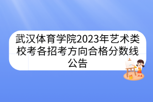 武漢體育學院2023年藝術類?？几髡锌挤较蚝细穹謹?shù)線公告