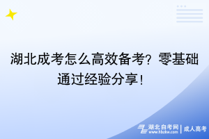 湖北成考怎么高效備考？零基礎(chǔ)通過經(jīng)驗分享！