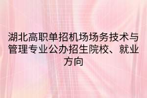 湖北高職單招機場場務技術與管理專業(yè)公辦招生院校、就業(yè)方向