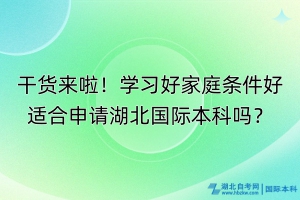 干貨來啦！學習好家庭條件好適合申請湖北國際本科嗎？