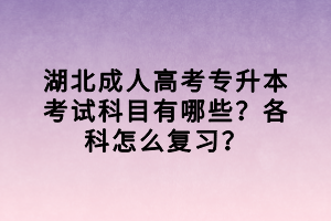 湖北成人高考專升本考試科目有哪些？各科怎么復習？