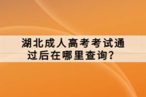 湖北成人高考考試通過后在哪里查詢？