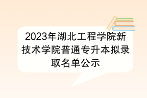 2023年湖北工程學(xué)院新技術(shù)學(xué)院普通專升本擬錄取名單公示