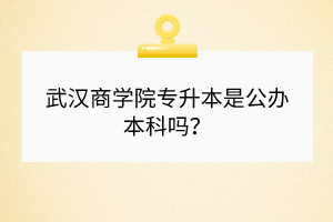 武漢商學(xué)院專升本是公辦本科嗎？
