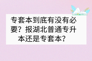 專套本到底有沒有必要？報(bào)湖北普通專升本還是專套本？