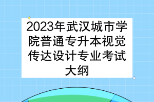 2023年武漢城市學(xué)院普通專升本視覺傳達(dá)設(shè)計專業(yè)考試大綱