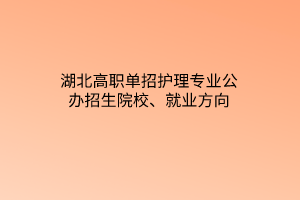 湖北高職單招護(hù)理專業(yè)公辦招生院校、就業(yè)方向