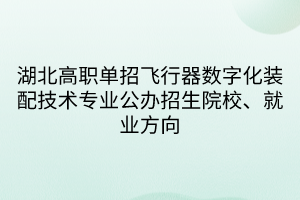 湖北高職單招飛行器數(shù)字化裝配技術專業(yè)公辦招生院校、就業(yè)方向