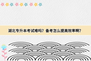 湖北專升本考試難嗎？怎么提高備考效率？