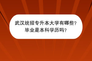 武漢統(tǒng)招專(zhuān)升本大學(xué)有哪些？畢業(yè)是本科學(xué)歷嗎？