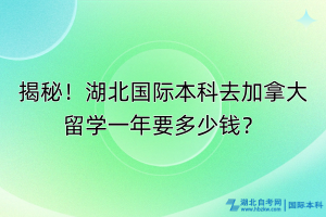 揭秘！湖北國際本科去加拿大留學(xué)一年要多少錢？