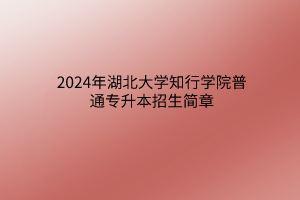 2024年湖北大學知行學院普通專升本招生簡章