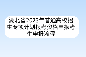 湖北省2023年普通高校招生專項(xiàng)計(jì)劃報(bào)考資格申報(bào)考生申報(bào)流程