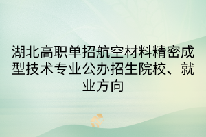 湖北高職單招航空材料精密成型技術專業(yè)公辦招生院校、就業(yè)方向