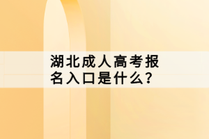 湖北成人高考報名入口是什么？