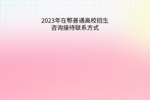 2023年在鄂普通高校招生咨詢接待聯(lián)系方式