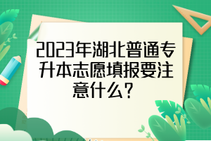 2023年湖北普通專升本志愿填報(bào)要注意什么？
