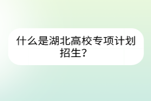 什么是湖北高校專項計劃招生？