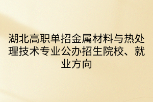 湖北高職單招金屬材料與熱處理技術(shù)專業(yè)公辦招生院校、就業(yè)方向