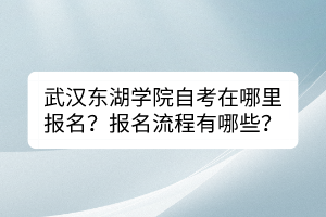 武漢東湖學(xué)院自考在哪里報(bào)名？報(bào)名流程有哪些？