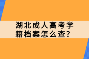 湖北成人高考學籍檔案怎么查？