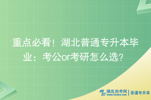 重點必看！湖北普通專升本畢業(yè)：考公or考研怎么選？