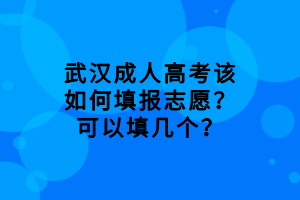 武漢成人高考該如何填報(bào)志愿？可以填幾個(gè)？