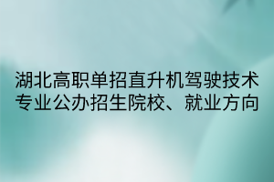 湖北高職單招直升機駕駛技術(shù)專業(yè)公辦招生院校、就業(yè)方向