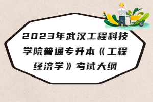 2023年武漢工程科技學(xué)院普通專升本《工程經(jīng)濟(jì)學(xué)》考試大綱