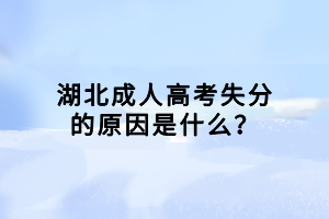 湖北成人高考失分的原因是什么？