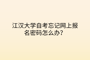 江漢大學(xué)自考忘記網(wǎng)上報(bào)名密碼怎么辦？