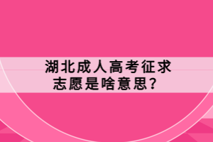 湖北成人高考征求志愿是啥意思？