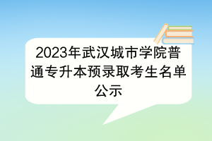 2023年武漢城市學(xué)院普通專升本預(yù)錄取考生名單公示