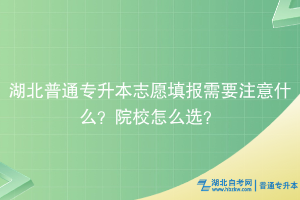 湖北普通專升本志愿填報(bào)需要注意什么？院校怎么選？
