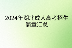 2024年湖北成人高考招生簡章匯總