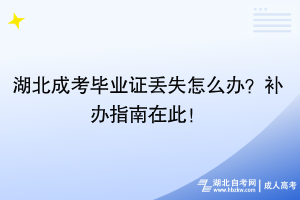 湖北成考畢業(yè)證丟失怎么辦？補(bǔ)辦指南在此！