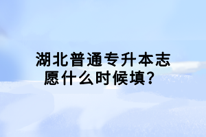 湖北普通專升本志愿什么時(shí)候填？