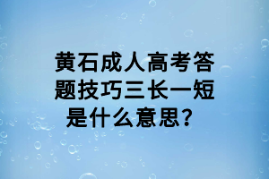 黃石成人高考答題技巧三長一短是什么意思？