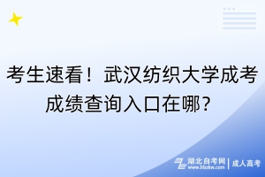 考生速看！武漢紡織大學成考成績查詢入口在哪？