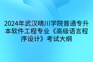 2024年武漢晴川學(xué)院普通專升本軟件工程專業(yè)《高級(jí)語(yǔ)言程序設(shè)計(jì)》考試大綱