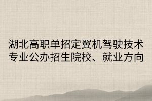 湖北高職單招定翼機駕駛技術(shù)專業(yè)公辦招生院校、就業(yè)方向