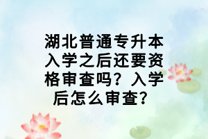 湖北普通專升本入學(xué)之后還要資格審查嗎？入學(xué)后怎么審查？