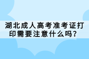 湖北成人高考準考證打印需要注意什么嗎？