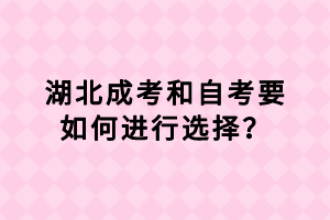 湖北成考和自考要如何進(jìn)行選擇？