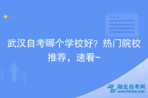 武漢自考哪個(gè)學(xué)校好？熱門(mén)院校推薦，速看~