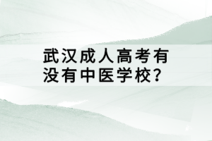 武漢成人高考有沒有中醫(yī)學(xué)校？