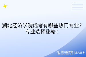 湖北經(jīng)濟學院成考有哪些熱門專業(yè)？專業(yè)選擇秘籍！