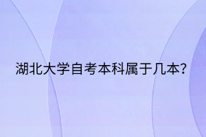 湖北大學自考本科屬于幾本？