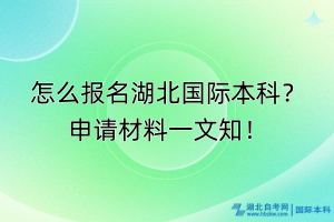 怎么報名湖北國際本科？申請材料一文知！