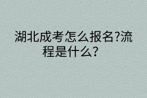 湖北成考怎么報名?流程是什么？